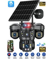 SNR 4G 3 Lensli SIM Kartlı 360° PTZ Solar Güvenlik Kamerası Güneş Panelli Gece Görüşlü Dış Mekan