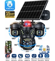 SNR 4G 3 Lensli SIM Kartlı 360° PTZ Solar Güvenlik Kamerası Güneş Panelli Gece Görüşlü Dış Mekan