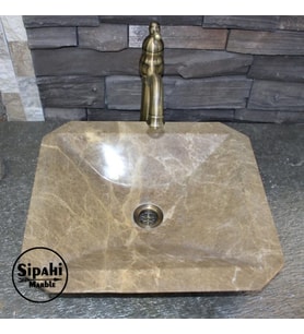 Sipahi Marble Light Emperador Kare Çanak Lavabo
