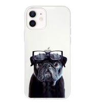 PrintiFy Apple  iPhone 12 Mini ile Uyumlu 1mm Slim Fit Köpek 3 050f Baskılı Şeffaf  Kılıf
