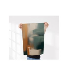 Çerçevesiz Poster Modern Turuncu ve Turkuaz Tonlarında Soyut Poster  Dijital Baskı Poster