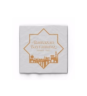 Yaldızlı Peçete Beyaz Ramazan Bayram Gold 16'lı