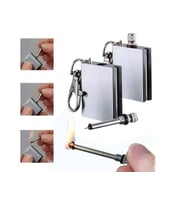 Benzinli Kibrit Çakmak Magnezyum Çubuklu Anahtarlıklı Benzinli Metal Kibrit Gümüş