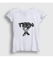Presmono Kadın Beyaz Logo Ken Carson Teen X T-Shirt 424018tt (Beyaz)