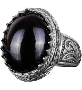 El Yapımı Granat Taşlı Yüzük - Derin 925K Katı Gümüş Erkek Yüzüğü