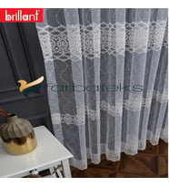 2Kat Pileli Brillant Brode İşlemeli Ela Desen Tasarım Tül Perde