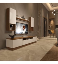 Decoraktiv Trendstyle 5DAS Mdf Tv Ünitesi Tv Sehpası - Ceviz Beyaz (Beyaz - Kahverengi)