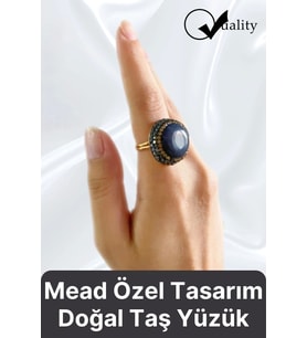 Özel Üretim Altın Pirinç Kaplama Vintage Görünümlü Şık Tasarımlı Ayarlanabilir Doğal Taş Kadın Yüzük