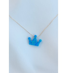 Opal Taşlı Kral Tacı Gold Kolye