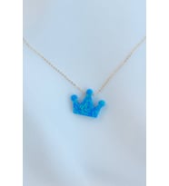 Opal Taşlı Kral Tacı Gold Kolye