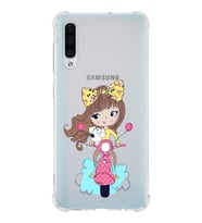 Samsung Galaxy A50 Uyumlu Köşe Korumalı Antişok Kapak Vespagirl Tasarımlı Şeffaf Silikon Kılıf