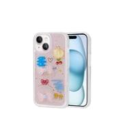 Apple iPhone 13 Uyumlu Kılıf Kabartma Figürlü Parlak Zore Minimini Silikon Kapak (Pembe)