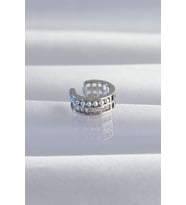 Pirinç Gümüş Renk İncili Baget Taşlı Earcuff Küpe 5886 - GLST2599-9752