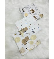 ok Amaçlı Müslin Örtü & Battaniye 3'lü Set %100 Pamuk Oeko-teks Sertifikalı 80x80 Cm (Doğal Beyaz)