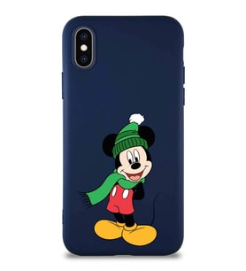 Apple iPhone XS Soft Premier Kapak Mickey Mouse-G Tasarımlı Silikon Kılıf - Lacivert (Şeffaf)