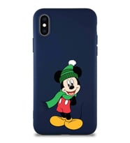 Apple iPhone XS Soft Premier Kapak Mickey Mouse-G Tasarımlı Silikon Kılıf - Lacivert (Şeffaf)