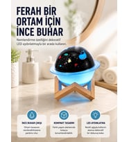Projektör ışığı bulunan USB bağlantılı mini aromaterapi destekli hava nemlendirici