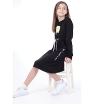 Toontoy Kız Çocuk  Neon Baskılı Elbise (Siyah)