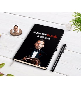 BK Gift Kişiye Özel Godfather Baba Karikatürlü Siyah Defter ve Kalem Hediye Seti-9