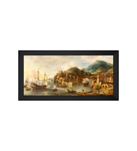 Manzara Temalı Kanvas Tablo 80 x 110 cm Siyah Çerçeve