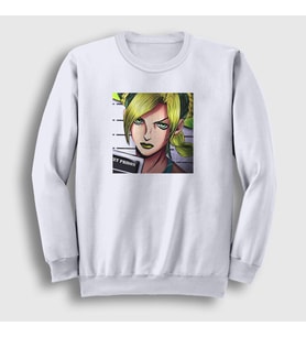 Presmono Unisex Beyaz Jolyne Cujoh Anime Jojo Sweatshirt 321601tt