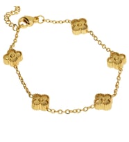 Kadın Tek Renk Çelik Yonca Model Bileklik (Gold)
