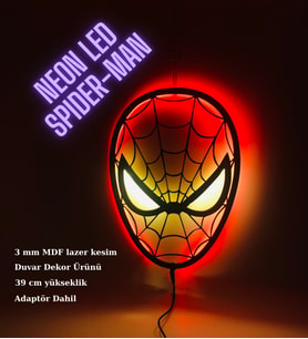 Işıklı Örümcek Adam - Spider Man - NEON Led (Mat Siyah)