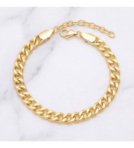 Kadın  22 Ayar Altın Kaplama İnce Hip-hop Zincir Bileklik (Gold)