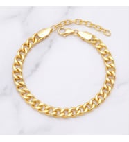 Kadın  22 Ayar Altın Kaplama İnce Hip-hop Zincir Bileklik (Gold)