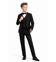 Erkek Çocuk Slim Fit Premium Damatlık Smokin Takım Elbise Ak4000 (Siyah)