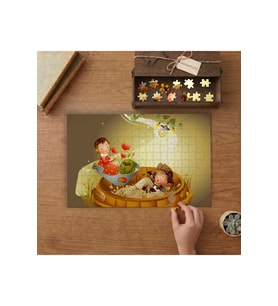 Oynayan Sevimli Arkadaşlar Çocuklara Özel Tasarımı 240 parça Ahşap Puzzle Ahşap Kutuda MP05923