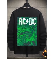Unisex Acdc Bisiklet Yaka Sweatshirt (Siyah)