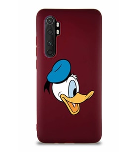 Xiaomi Mi Note 10 Lite Soft Premier Kapak Donald Duck-F Tasarımlı Silikon Kılıf - Mürdüm (Şeffaf)