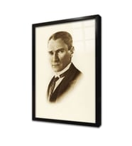 Sepya Atatürk Çerçeveli Cam Tablo