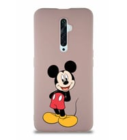 Oppo Reno 2Z Soft Premier Kapak Mickey Mouse-B Tasarımlı Silikon Kılıf - Pudra (Şeffaf)