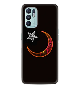 Oppo Reno 6 Kılıf Resimli Desenli Silikon Platinium Series Ay Yıldız 1884