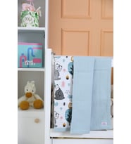 Doğa Hayvanları Mavi Bebek Battaniyesi, 80x80 Cm %100 Pamuk Muslin Kumaş Wa