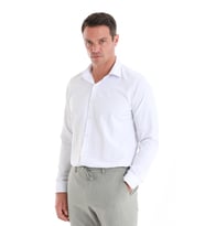 Hatemoğlu Beyaz Slim Fit Desenli Slim Yaka Pamuklu Uzun Kollu Gömlek