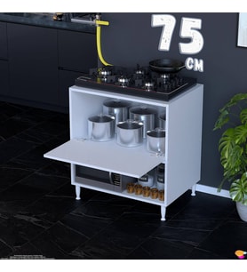 Eliusta Prex 75 cm Kapaklı Set Üstü Ocak Dolabı Fırınlık Kiler Mutfak Modülü 75x87x48 cm Beyaz