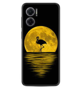 Xiaomi Redmi Note 11E Kılıf Silikon Desen Özel Seri Ay ve Flamingo 1775