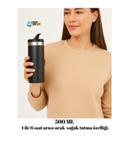 500 ML Paslanmaz Çelik Termos – Kaliteli Sızdırmaz Sıcak ve Soğuk İçecek İçin Spor, Kamp ve Ofis