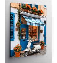 Kanvas Tablo Sahil Dükkanı Ve Vespa
