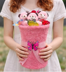 Büyük Boy Premium Peluş Ayıcık Buketi Hediyesi Anneye Arkadaşa Sevgiliye Özel Hediye (Model 2)