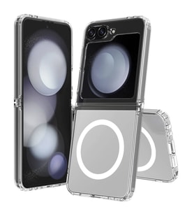 Samsung Galaxy Z Flip 6 Kılıf Sert PC Magsafe Şeffaf Kapak Embos