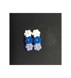 Üç Çiçek Şık Tasarım Amigurumi 2 Li Toka Seti mavi Tek Ebat