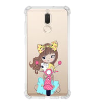Huawei Mate 10 Lite Uyumlu Köşe Korumalı Antişok Kapak Vespagirl Tasarımlı Şeffaf Silikon Kılıf