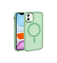 Apple iPhone 11 Uyumlu Kılıf M-safe Şarj Özellikli Mat Arka Yüzey Zore Sio Kapak (Açık Yeşil)