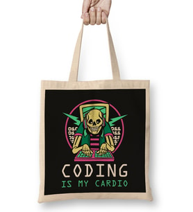 Coding Is My Cardio Funny Coding Gift Bez Çanta Uzun Saplı