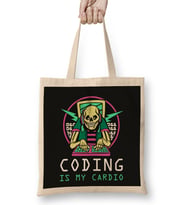 Coding Is My Cardio Funny Coding Gift Bez Çanta Uzun Saplı