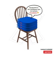XPERMATE 4'lü StandartFit Oval Sandalye Minderi Fermuarlı Yıkanabilir Kılıf Bağcıklı Su ve Yağ İtici 42x42x5 cm (Mavi)